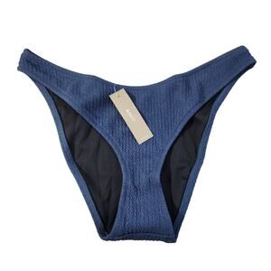J. Crew Teal Textured Curved Waist Cheeky Bikini Bottom New With Tags Womens M